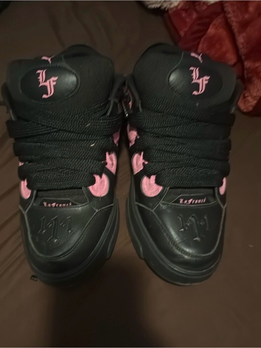 Puma Kids Black and Pink High-Top Sneakers